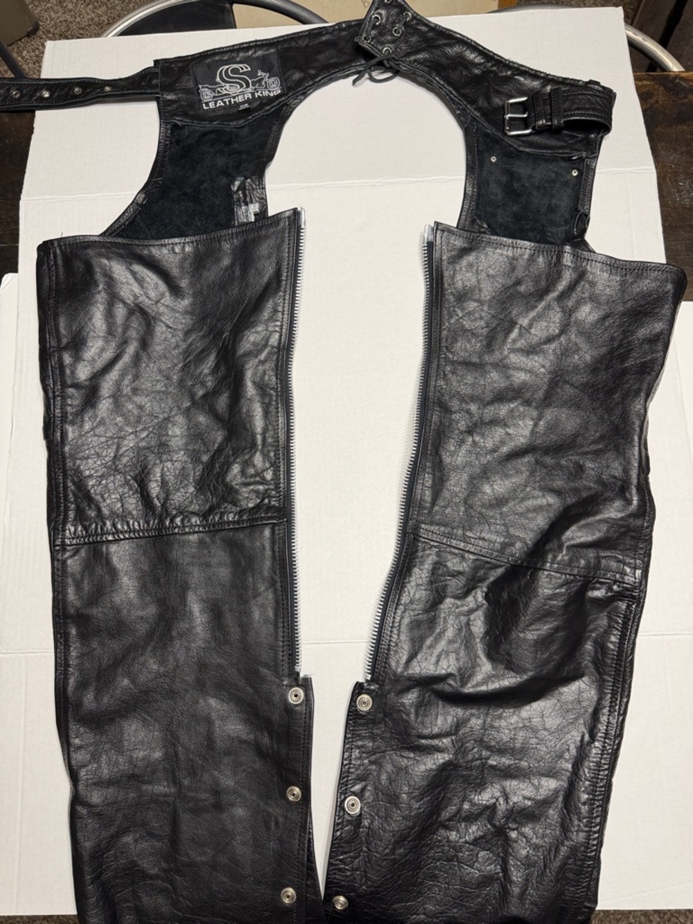 Leather King Men’s Black Leather Chaps - Zipper Front